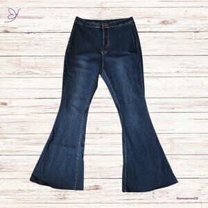 Pantalon Womens Wide Flare/Bell Bottom Raw Hem Jeans~NWT~Size XL